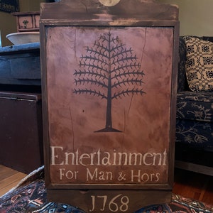 Primitive, Colonial, Early American, Wooden Tavern Sign