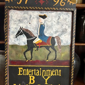Letrero de taberna colonial primitivo de los primeros tiempos de Estados Unidos