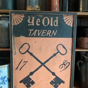 Primitive, Colonial, Early American Wooden Tavern Sign