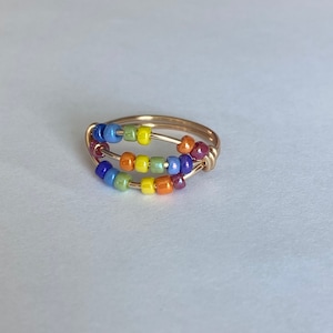Rainbow Fidget Rings for daughter/ children / Kids / Worry Ring Beads