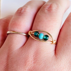Fidget Ring for Children/ Fidget Jewelry Kids/ Spinner Ring / Worry Ring / Blue bead fidget ring for children