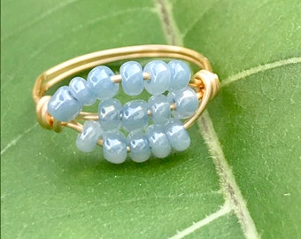 Worry Ring for kids / children / fidget ring for daughter/ Cinderella Blue / inspired Fidgit Ring/ Anxiety Ring / Spinner Beads