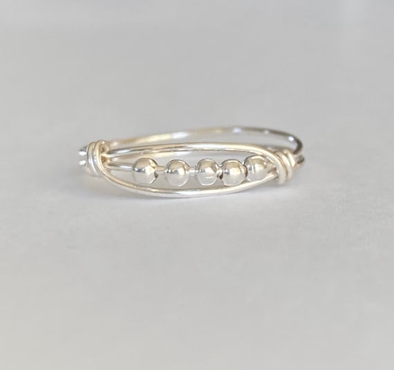 Pure Sterling silver Fidget Ring Spinner / Meditation ring / calming jewelry /Fidget Ring for Women / Fidget jewelry