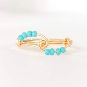 Fidget Ring/ Worry Ring / Fidget Spinner Ring / Gold and Turquoise