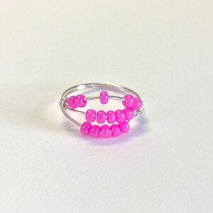 Hot Pink Fidget ring / Worry Ring Pink Bead for daughter / Blue Fidget Ring / Worry Ring / .925 STERLING SILVER / Unisex / For Kids