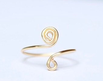 Toe Ring or Midi Ring/ thin toe ring / gold / silver adjustable toe ring