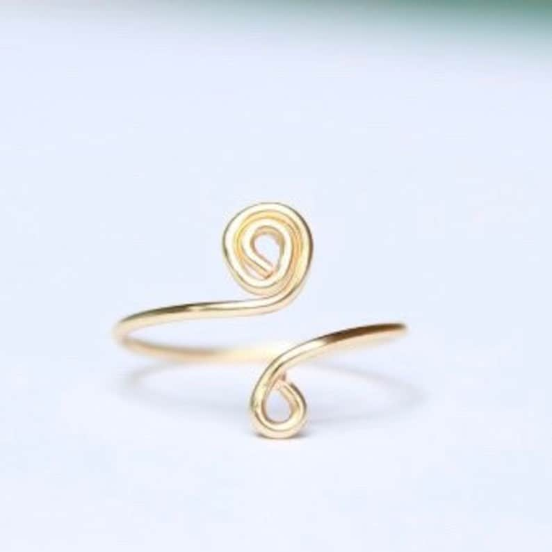 Toe Ring or Midi Ring/ thin toe ring / gold / silver adjustable toe ring image 1