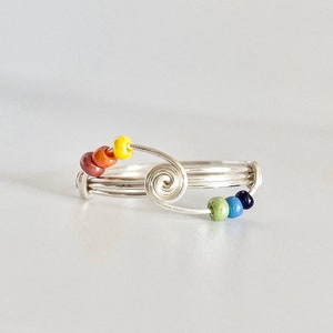 Silver Fidget Ring / Worry Ring /  Rainbow Fidget ring / Worry Ring / Spinner ring for anxiety management