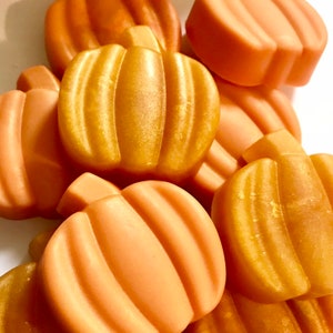 Bulk Pumpkin Shaped Soap Favors / Fall Wedding Favors / Baby Shower Favors Custom Labels / Set of Orange and Gold Shimmery Pumpkins
