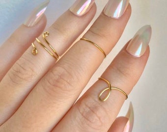 Set of 3 Gold Midi Rings/ Gold Ring Set/ gifts for her