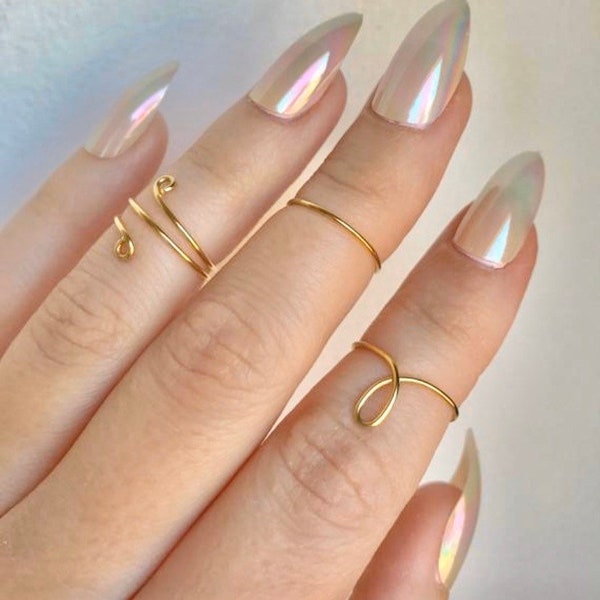 Set of 3 Gold Midi Rings/ Gold Ring Set/ gifts for her