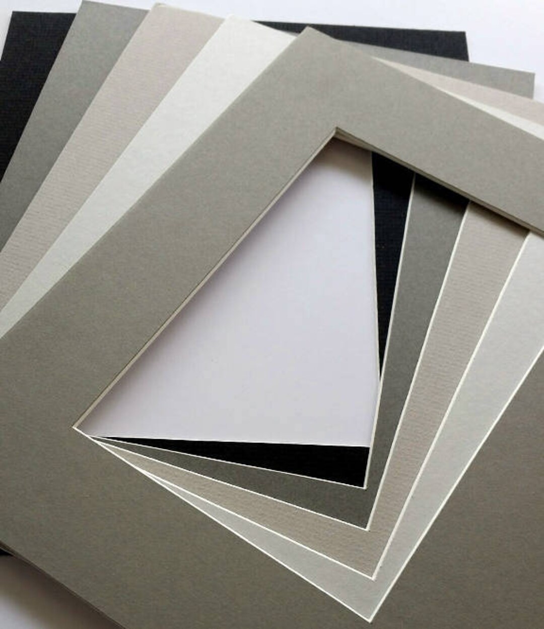11x14 Assorted Gray and Black Matting Single Mat Pack of 5 for Art