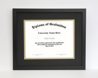 Diploma and Document Frame with Matting, Thin Satin Black Wood