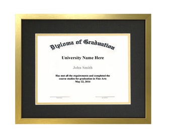 Diploma and Document Frame with Matting, Brushed Gold