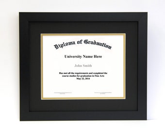 Diploma and Document Frame with Matting, Medium Satin Black Wood