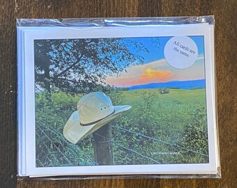 Note Card Set Country Landscape Cowboy Hat Sunset Rustic Farm Photography