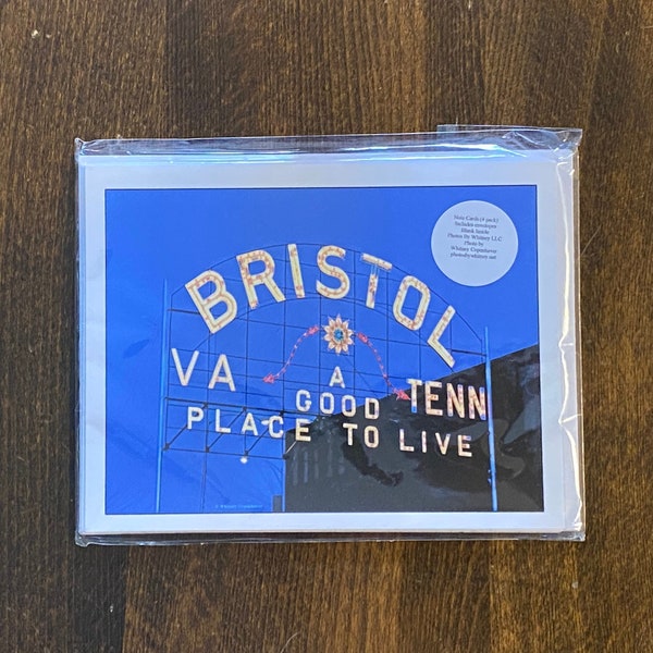 Note Card Set The Bristol Sign Landmark Bristol Virginia Tennessee Photography