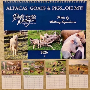 2026 Wall Calendar Farm Animals Wildlife Photography Home Decor Office Decor