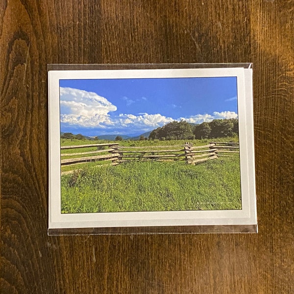 Note Card Greeting Card Mountains Landscape Rustic Fence Photography Stationery