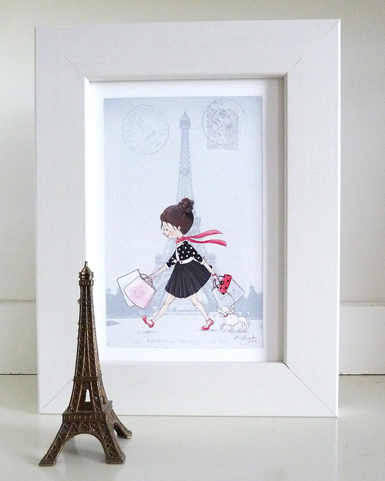 Girl in Paris Wall Art Little Girl Room Decor Girl Etsy