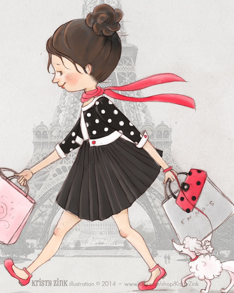 Girl in Paris Wall Art Little Girl Room Decor Girl Etsy