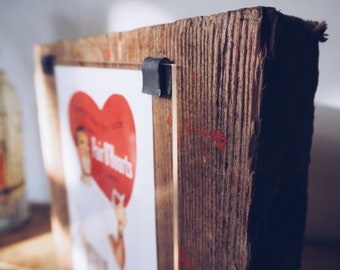 Valentines-  handmade  - one of a kind - reclaimed wood photo frame - unique valentines gift - vintage - one off -