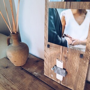 Bespoke Industrial Note Holder reclaimed wood frame photo frame 5th wedding anniversary handmade wedding gift one of a kind image 8