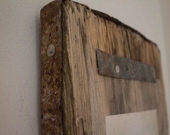 marco de fotos de madera recuperada - wabi sabi - hogar industrial chic - foto de la playa de brighton - decoración del hogar de madera - único en su clase -