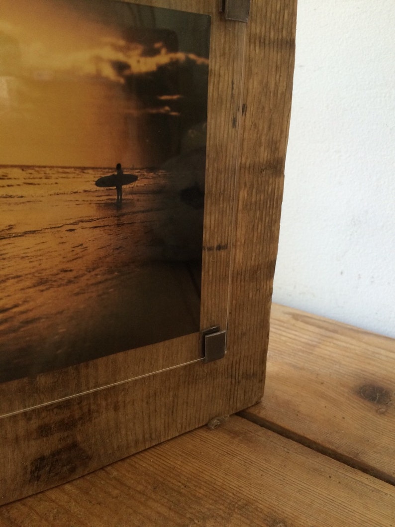 Gifts for surfers Surf photo surf art surfing decor handmade photo frame beach vibes one off reclaimed wood image 2