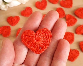 24pcs Small Melon Crochet Hearts - 1 1/4 inch or 3 cm