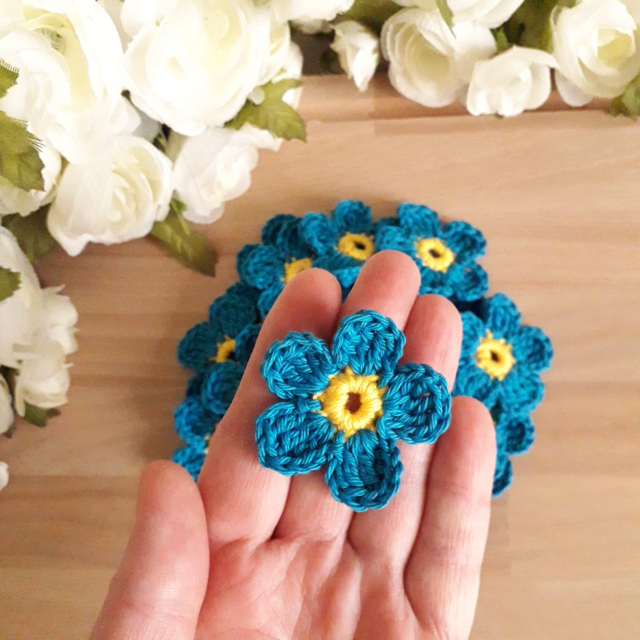 20pcs Crochet Flowers 1 3/4 or 4 1/2 cm Etsy