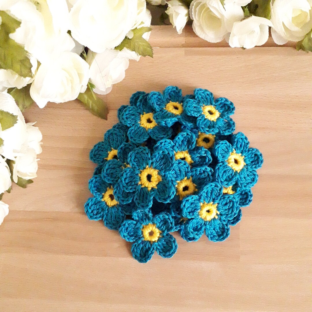 15pcs Crochet Flowers 1 3/4 or 4 1/2 Cm Etsy