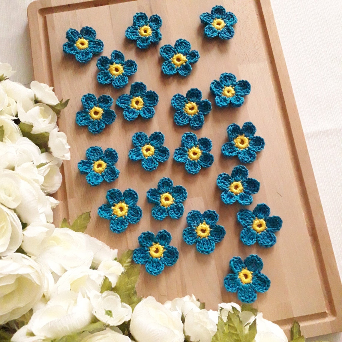 20pcs Crochet Flowers 1 3/4 or 4 1/2 Cm Etsy