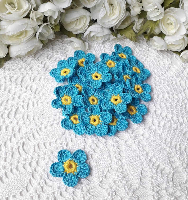 20 Crochet Flowers 1 3/4 or 4 1/2 cm Etsy