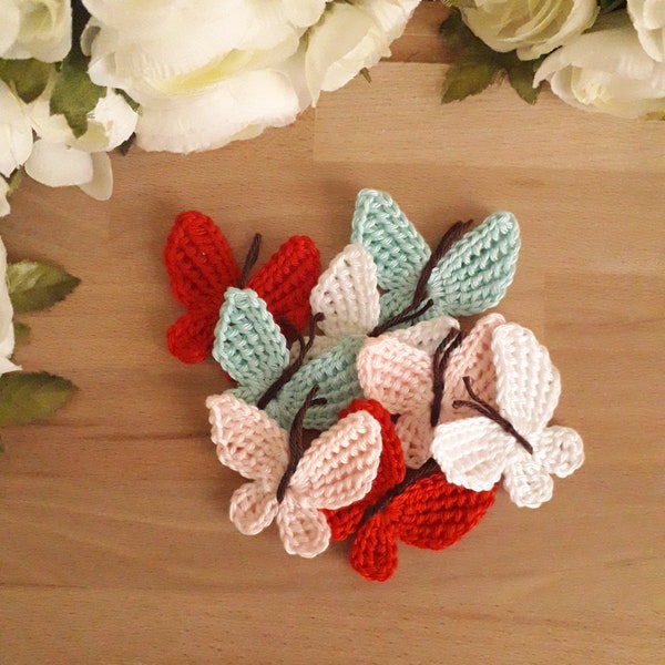 8pcs papillons au crochet - 2 pouces ou 5 cm