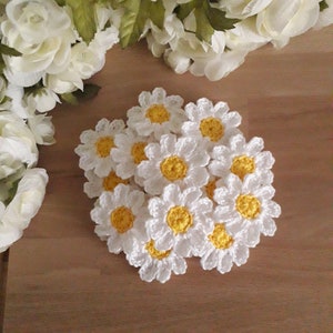 12pcs Crochet Daisies - 2 inch or 5 cm