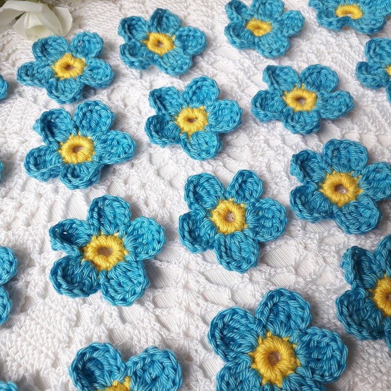 20 Crochet Flowers 1 3/4 or 4 1/2 cm Etsy