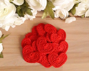 12pcs Crochet Lipstick Hearts- 2 1/4 x 2 inch - 5 1/2 x 5 cm