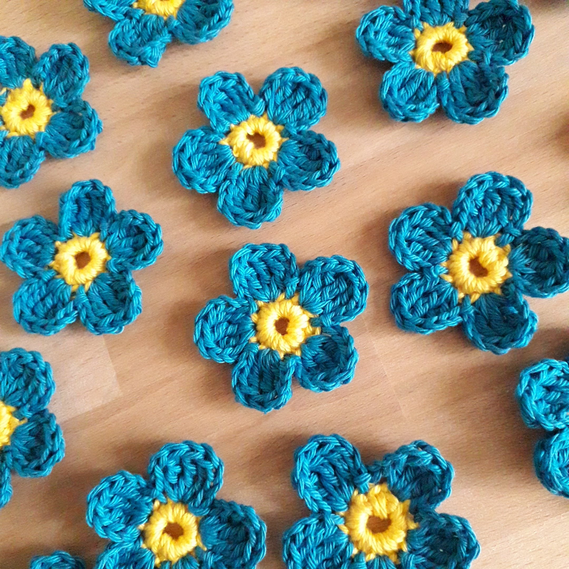 20pcs Crochet Flowers 1 3/4 or 4 1/2 cm Etsy