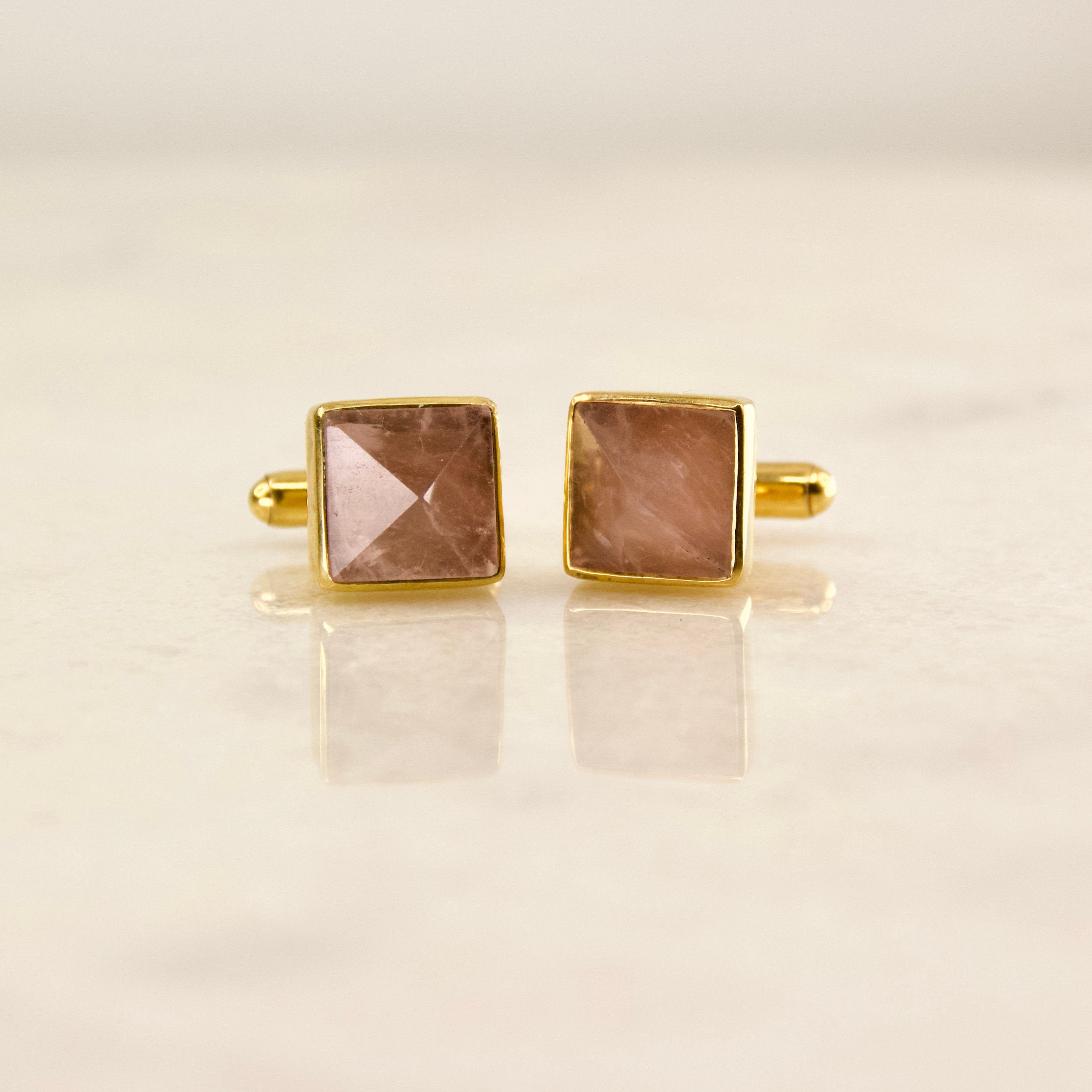 Dapper Rose Quartz Cufflinks