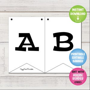 Editable Banner Pattern With Serif Font - Printable Banner Template - DIY Flag Banner