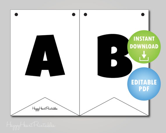 editable banner template printable banner template diy etsy