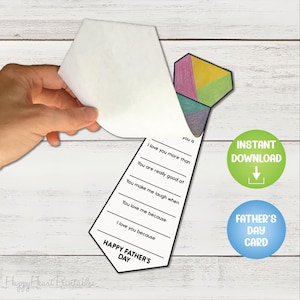 Tarjeta de corbata para el Día del Padre - Tarjeta imprimible para el Día del Padre - Cuestionario para el Día del Padre
