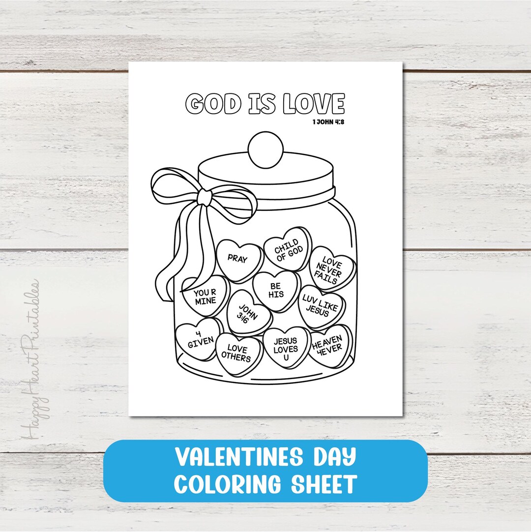 God is Love Valentine's Day Printable Coloring Sheet - Etsy