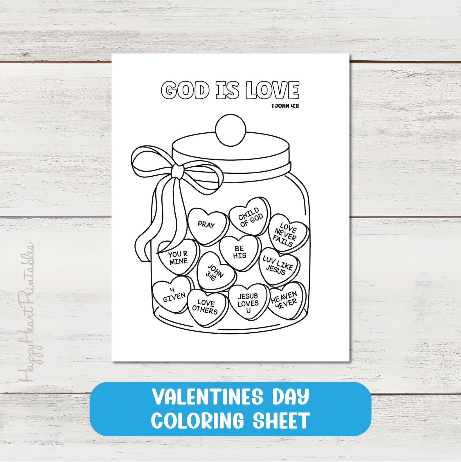 God is Love Valentine's Day Printable Coloring Sheet - Etsy