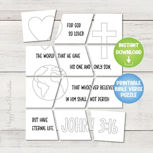 Druckbares Bibel Vers Puzzle - Johannes 3:16