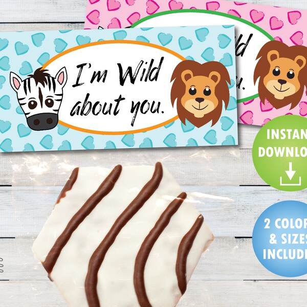Wild About You Printable Valentine's Day Treat Bag Topper