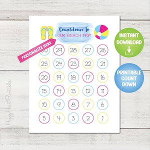 Printable Beach Countdown - Editable Title