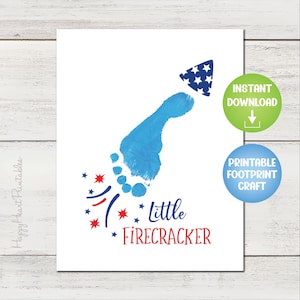 Little Firecracker Footprint Printable Craft Template - 4th of July Footprint Craft