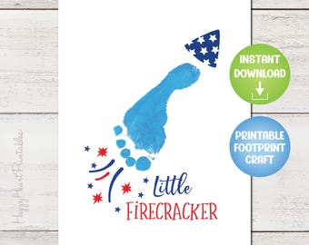 Little Firecracker Footprint Printable Craft Template - 4th of July Footprint Craft